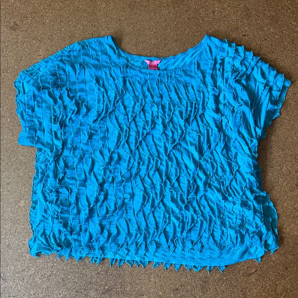 Sunny Leigh Vibrant Blue Textured Blouse